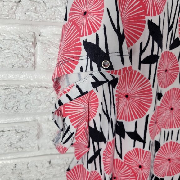 Westbound Womens Top 3X Plus Tee Cap Sleeve Red Geometric Cotton Blend GEO222E - Picture 5 of 9